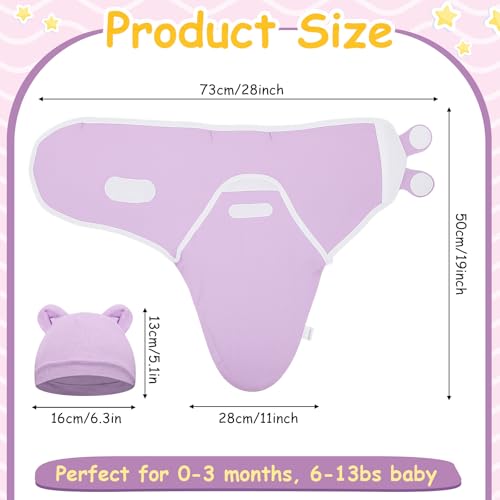 Image of Ramede 6 Pack Swaddle Blanket with Hats for Baby Girl Boy 100% Cotton Swaddles 0-3 Months, Adjustable Breathable Skin Friendly Receiving Blanket Wrap, Essential for Newborns(Tree,Purple)