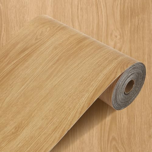 AKOLAFE Rollo de vinilo de lujo para pisos, despegar y pegar, impermeable, grano de madera, 394 x 15.7 pulgadas, azulejos de vinilo autoadhesivos, LVT, rollo de suelo laminado adhesivo en baño, cocina