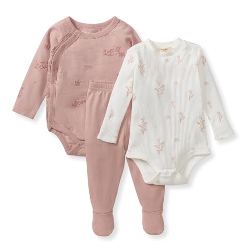 Image of Burt's Bees Baby Unisex 3-Piece Bodysuit and Pant Set, 100% Organic Cotton Infant Outfit