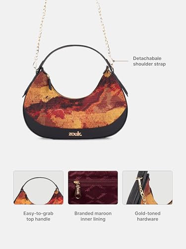 Image of ZOUK Women's Vanya Baguette | Crossbody Vegan Leather Sling Bag | Detachable Strap