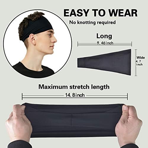 Pilamor Sports Headbands for Men 5 Pack,Sweatbands for Men Workout,Running - 4