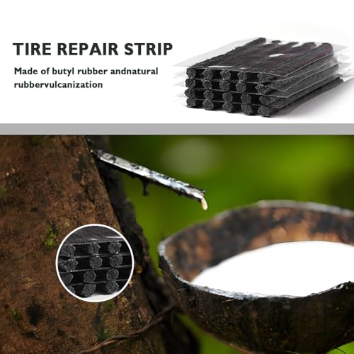 Image of Tire Repair Kit with Plugs,Tire Plug Kit Heavy Duty Professional with T-Handle Tool and Tyre Pressure Pen,Universal Fix a Flat Tires Sealant for Emergency Fixing Tires Puncture