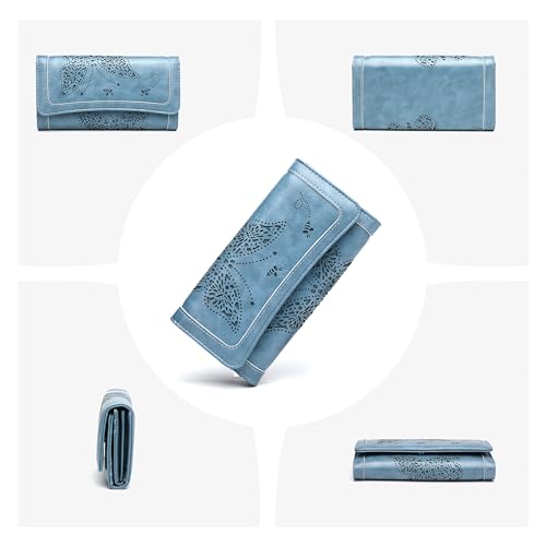 Womens Wallets RFID Blocking Leather Clutch Long Wallet for Women Card Holder Phone Organizer Ladies Travel Purses Blue3