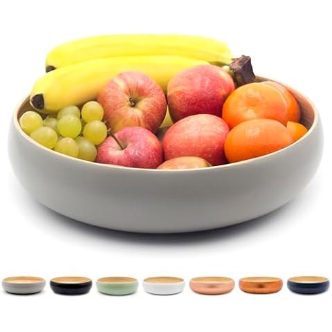 Dehaus Large Bamboo Fruit Bowl - 30cm, Grey Cover