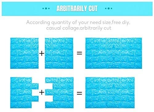 Image of Arto 3D PE Foam Self Adhesive Brick Design Wall Stickers /DIY Wallpaper for Home Hotel Living Room Bedroom Cafe Decor DIY Wall Paper (Thickness 8MM, 70 x 77 cm, Blue) Decorative Wallpaper