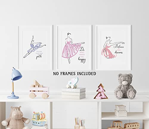 Tuyashua Ballerina Wall Art Prints Set Of 3 (8×10Inch), Dance Studio Bedroom Pictures Wall Decor For Girls Room Decor Ballet Dancers Wall Art Print Rooms Decoration, (Unframed) Zsh016 #TOP4