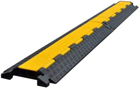 UNIMAT 2 Channel Rubber Cable Protector Ramp -Traffic Speed Bump -Heavy Duty Cable Protector - Cover Protector for Cable Management with a Flip Open Tray Cover (1 Pack 2 Channel)