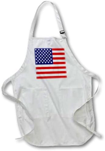 3dRose apr_112805_4 American Flag Patriotic USA Stars & Stripes Red White & Blue 4th July America Patriot Full Length Apron with Pockets, 22 by 30", Black