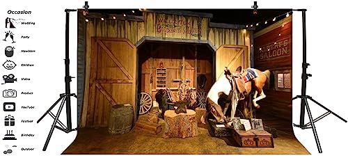 Yeele 12x8ft Wild West Backdrop for Photography Old Western Cowboy Saloon Saddle Background Party Decoration Banner Kids Man Children Boy Photo Booth Shoot Vinyl Studio Props - Thumbnail 4