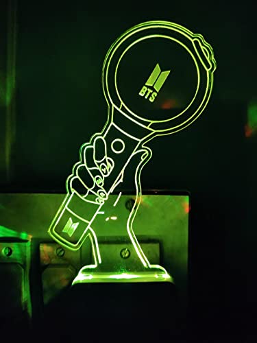 Image of 3D Optical Illusion BTSs3 Acrylic Night Lamp, 7 Colors RGB Auto Color Changing Led Plug and Play Night Light Lamp (Acrylic, Multi Color, Pack of 1) (BTSs3)