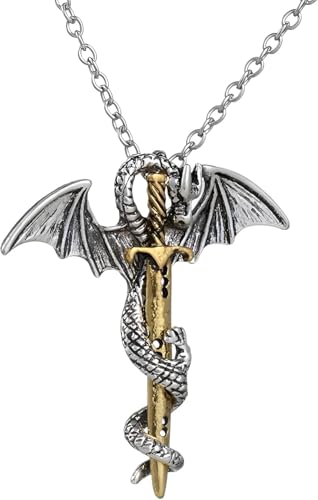 Collier épée de dragon en argent 925 style katana et poignard vintage pour hommes et femmes