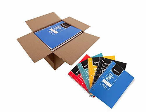 Amazon Basics Wide Ruled Wirebound Spiral Notebook, 100 Sheet - 5-Pack, Assorted Solid Colors #TOP1