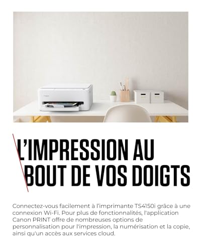 Canon PIXMA TS4150i – Imprimante Jet d’Encre Multifonction Couleur – Impression Facile Depuis Votre Smartphone – Encres Fine Pigmentées – Compacte et Économique PIXMA Print Plan