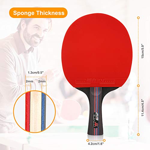 Number-one Ping Pong Paddle Set, Portable Ping-Pong Game with 4 Premium Table Tennis Rackets and 8 Ping-Pong Balls, 1 Retractable Table Tennis Net for Kids Adults Indoor Outdoor Activities