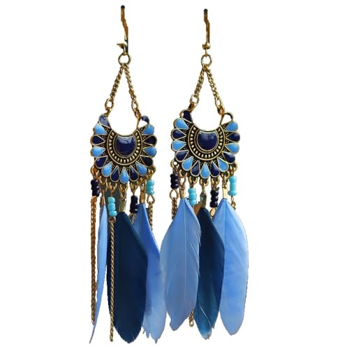 Boucles d'oreilles plumes vintage faites main création florale irrégulière