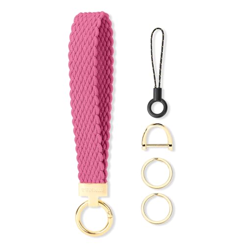 Image of WEESMILE Keychain Wristlet, Stretchy Key Chain for Car Keys with 2 Keyrings and D ring, Cute Wrist Lanyard for Women Men