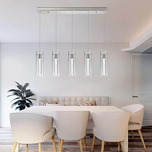 Image of Modern 5-Light Kitchen Lighting Pendant Fixtures,Brushed Nickel