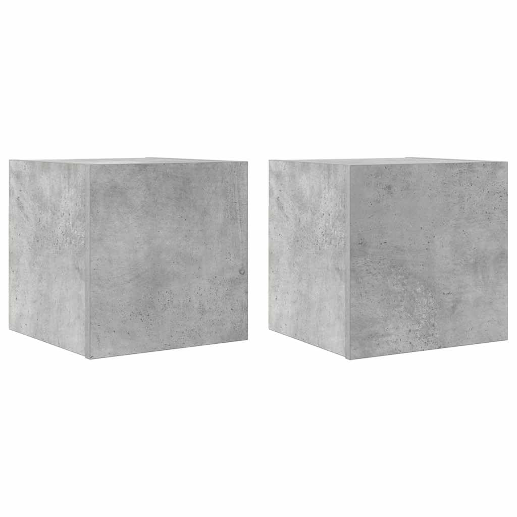 Meuble TV moderne flottante en bois gris : lot 2 armoires suspendues gain de place