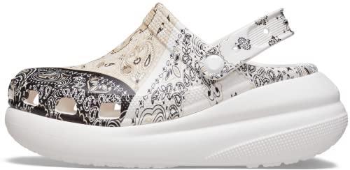 Crocs Unisex-Adult Classic Crush Clogs | Platform Shoes, Chai/Multi Bandana, 12 UK Men / 14 UK Women