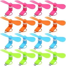Aurelema 16 Pcs Mini Cell Phone Fan 2-in-1 USB C Cooling Mini USB Fan Compatible with Type C, Smartphone, Tablet Portable and Powerful Summer Accessories 4 Colors
