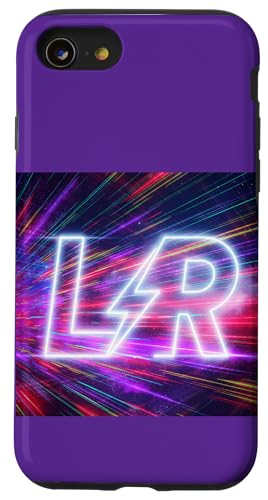 LR Lightning Lettermark ? Retro Synthwave Typography Art �X�}�z�P�[�X iPhone SE (2020) / 7 / 8 �p