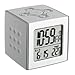 Produktbild TFA Dostmann CUBO Digitaler Funk-Wecker mit Temperatur, Kunststoff, Silber, L B 68 x H 69 mm