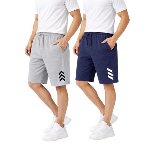 Image of KART BLACK Plus Size Men's Shorts with Pocket|Casual Knit Shorts|Printed Shorts|Over Sized Shorts|(S,M,L,XL,XXL,3XL,4XL,5XL) Combo Pack of 2