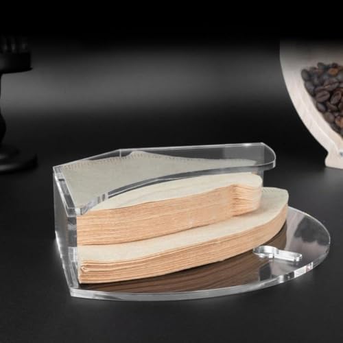 Moliuoly Caja de papel de filtro acrílico a prueba de polvo para guardar cafés, A
