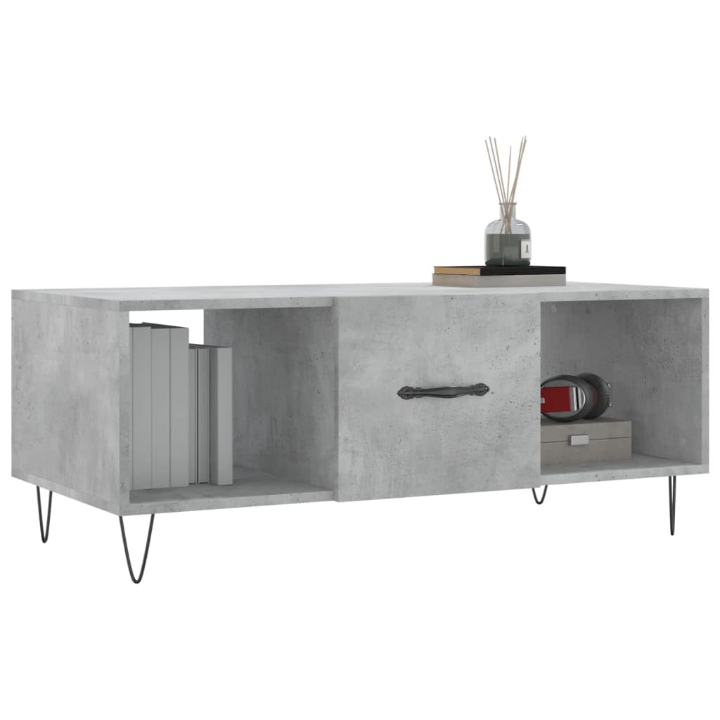 Homgoday Tavolino da caffè grigio cemento 102 x 50 x 40 cm, tavolino in legno ingegnerizzato, tavolino da tè per soggiorno, sala ricevimenti degli ospiti, camera da letto e ufficio, mobili 225