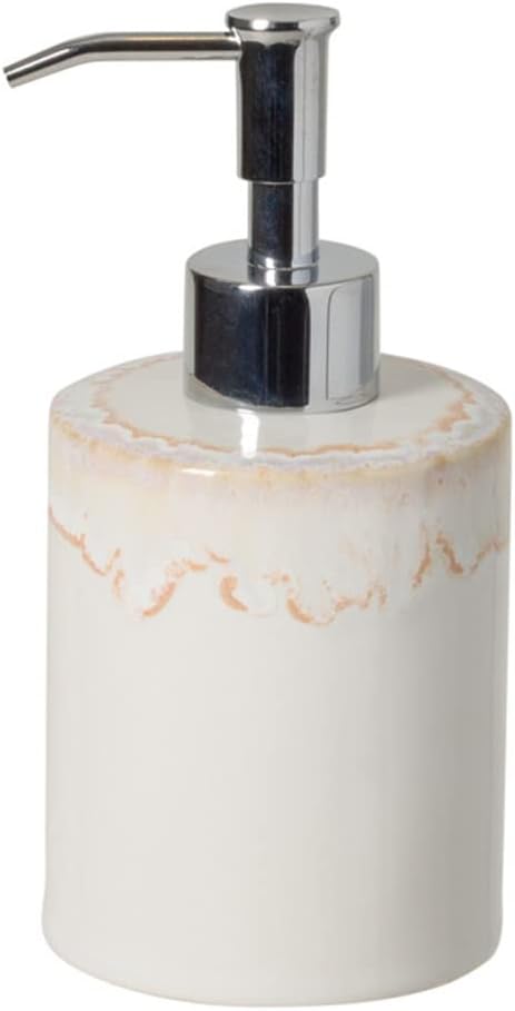 Casafina Ceramic Soap & Lotion Pump Dispenser - Taormina Collection, White | Stoneware Bathroom Accessories | Quality Bath Decor | 3'' x 4.25'', 20 oz.