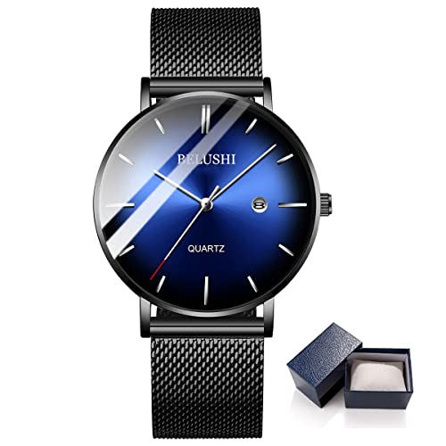 Opiniones de Reloj de Pulso para Hombre al mejor precio. 43 Reloj clásico para hombre con calendario, reloj de pulsera, caja fina minimalista relojes hombre casual reloj hombre de cuarzo impermeable, elegante y con estilo (Tachuelas de...
