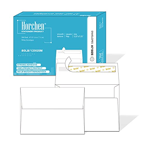 200 Pack 5×7 Invitation Envelopes with Peel & Seal for Cards, A7 Printable Envelopes Bulk, White Envelopes for Wedding…