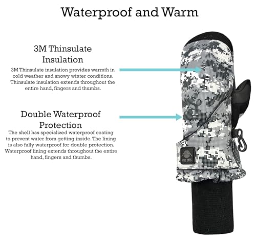 image for N'Ice Caps Kids Waterproof Snow Mittens Cold Weather Thinsulate Insula