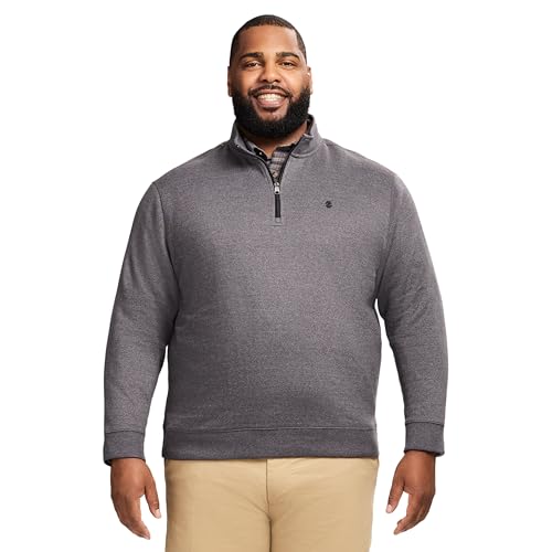 IZOD Men's Big and Tall Advantage Performance Quarter Zip Fleece Pullover Sweatshirt, Carbon Heather, 3X-Large Big