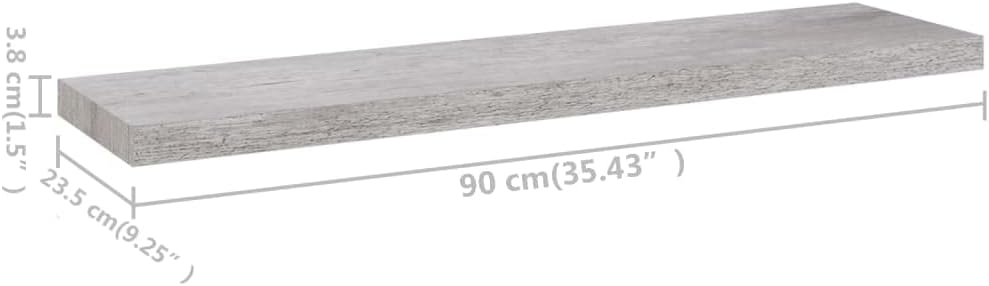 vidaXL Wall Shelf, Floating Shelf, Display Shelf, Wall Mounted Shelf for Book Photo Frame Trophy Planter Pot Decorations, Modern, Concrete Gray