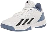 adidas Court Flash Tennis Sneaker, White/Black/Crew Blue, 1 US Unisex little kid
