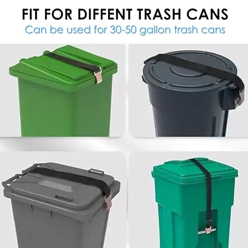 Image of QMARK Trash Can Lock Straps, 2-Pack, Adjustable Garbage Can Lid Locks with Metal Claw, Animal-Proof, Black