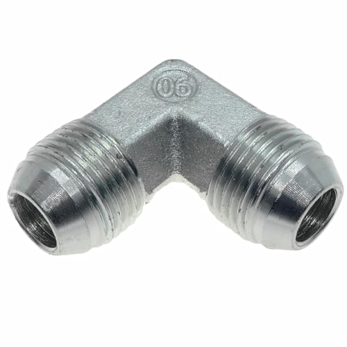 Image of 1 Piece Hydraulic 1 /2 inch JIC (3 /4 inch-16) 37 Flare Male x 1 /2 inch JIC (3 /4 inch-16) 37 Flare Male Elbow Adapter Steel Plated