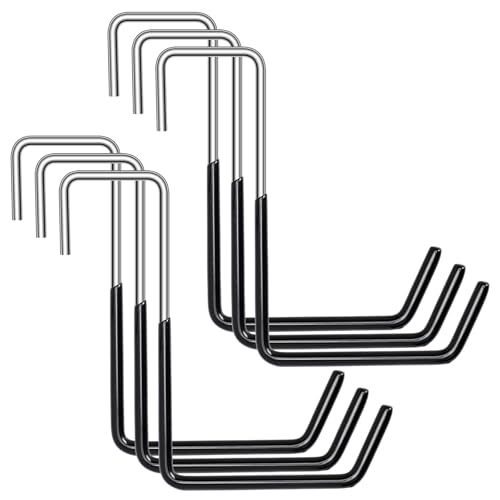 CINDALOG 6 Pack Heavy Duty Rafter Hooks for Hanging Vinyl Coated Large S Rafter Hanger Hooks for Hanging Ladder Bike Hangers Garage Storage Organizer Hose Plants Chairs Black