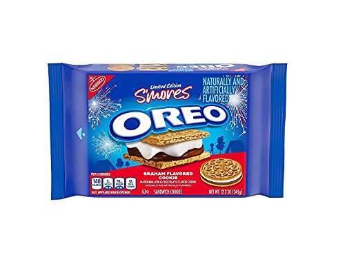 Oreo S’mores Marshmallow & Chocolate Flavor Creme Graham Sandwich Cookies, Limited Edition, 12.2 Oz