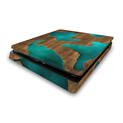 Sticker PS4 Slim Alyn Spiller pour sublimer votre salon avec un design bois et résine aqua
