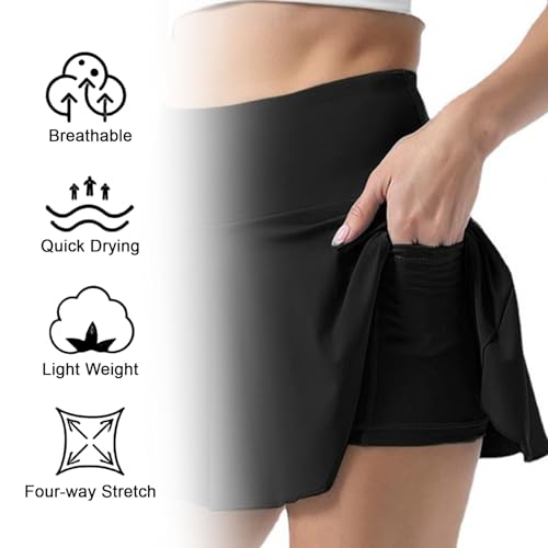 GWAWG High Waist Cross Over Athletic Golf Skort,Women's Pleated Tennis Skirt with Shorts Pockets,Crossover Tennis Athletic Shorts Skirt White - Image 5