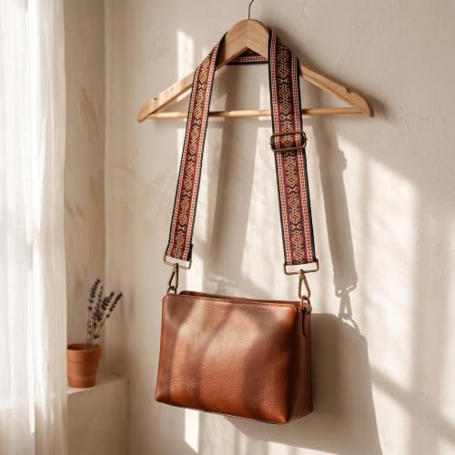 Image of Flower Purse Strap Replacement Embroidery Crossbody Shoulder Strap for Handbag Canvas Purse Extender Accessories