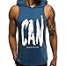 Produktbild UJUNAOR Hoodie Herren Sommer Mode Brief Drucken Ärmellos Pullover Sweatshirt Casual Top(X-Large,Marine)