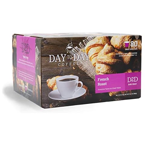 Day To Day French Roast Dark Roast Single Serve Coffee Pods, 80-Count for K-Cup Keurig Brewers Cover