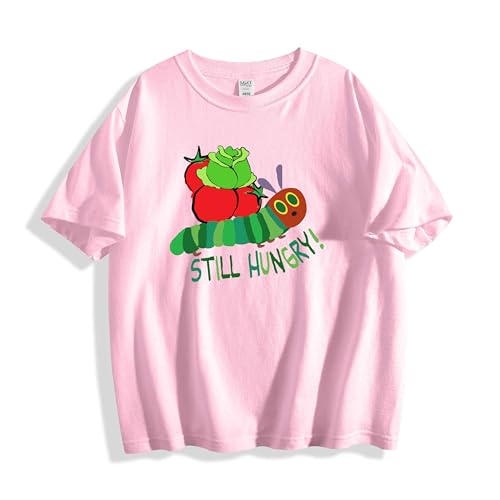 Still Hungry Caterpillar Love Eating Print Toddler Kid's T-Shirt,Boys Girls Short Sleeve Cotton Tees