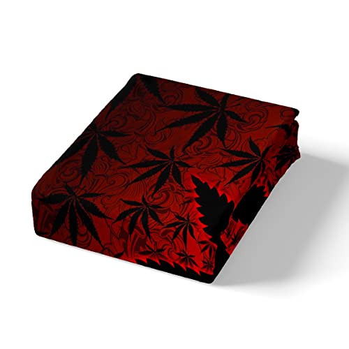 Erosebridal Cannabis Leaf Duvet Cover Twin,Glowing Red Weed Bedding Sets For Kids Teens Girls Adults Room Decor,Marijuana Weed Comforter Cover,Solid Color Marijuana Leaf Bed Cover With 1 Pillowcase #TOP4