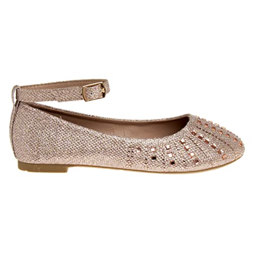 Badgley Mischka Girls Arlene Rhinestone Ballet Flats (Toddler-Big Kid), Rose Gold, 9 #TOP1