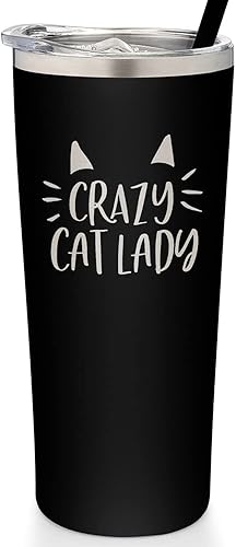 Vaso de acero inoxidable aislado al vacío con tapa y pajita, taza temática de gatos para amantes de los gatos, taza para mamá y gato, taza para