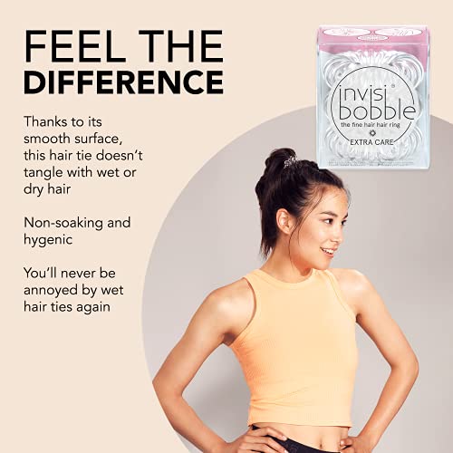 Invisibobble Extra Care Traceless Spiral Hair Ties - Pack Of 3 Crystal Clear - Strong Elastic Grip Coil Hair Accessories For Women - No Kink - Gentle For Girls Teens Toddlers And Fine Hair #TOP2